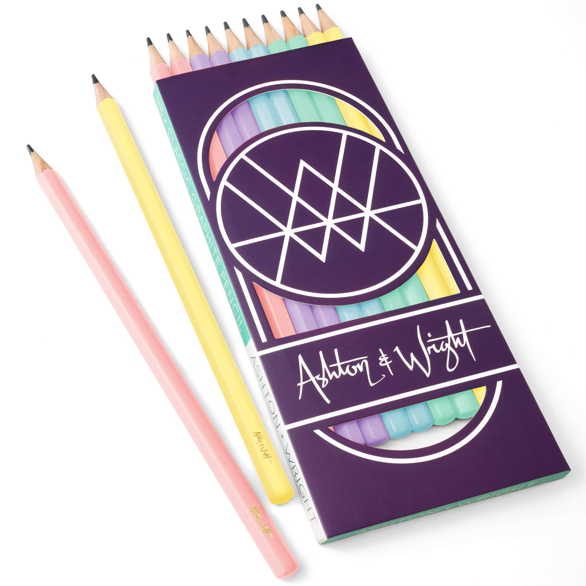 Ashton And Wright - Classic #2 Graphite Pencils - Pastel Coloured Barrels - Pack Of 10